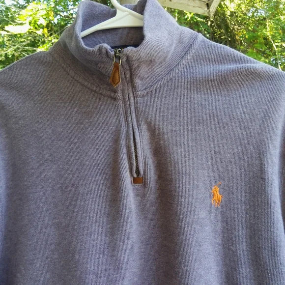 Polo Ralph Lauren Men Quarter Zip Cotton Pullover Sweater Medium - Picture 3 of 6